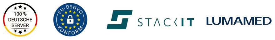 Datenschutz-Siegel KI-Anamnese Deutsche Server, EU-DSGVO-konform, STACKIT und LumaMed